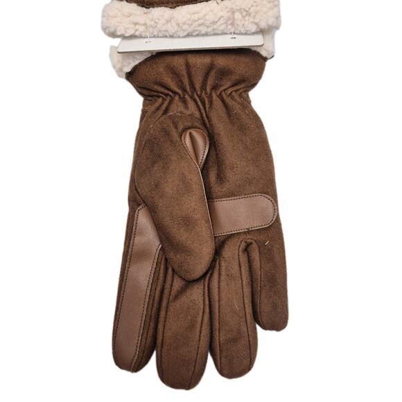 ISOTONER Cognac Fleece Lined Gloves Womens S/M Eco Comfort SmartDri SmarTouch - Picture 5 of 9